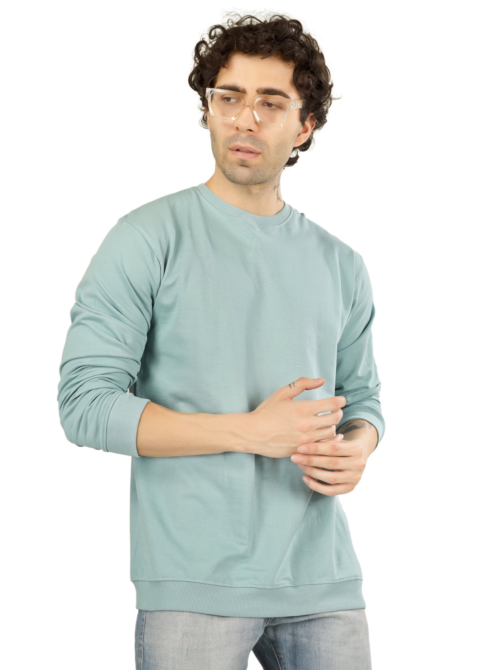 Cotton Full Sleeve Sweatshirt For Men (lite Blue)