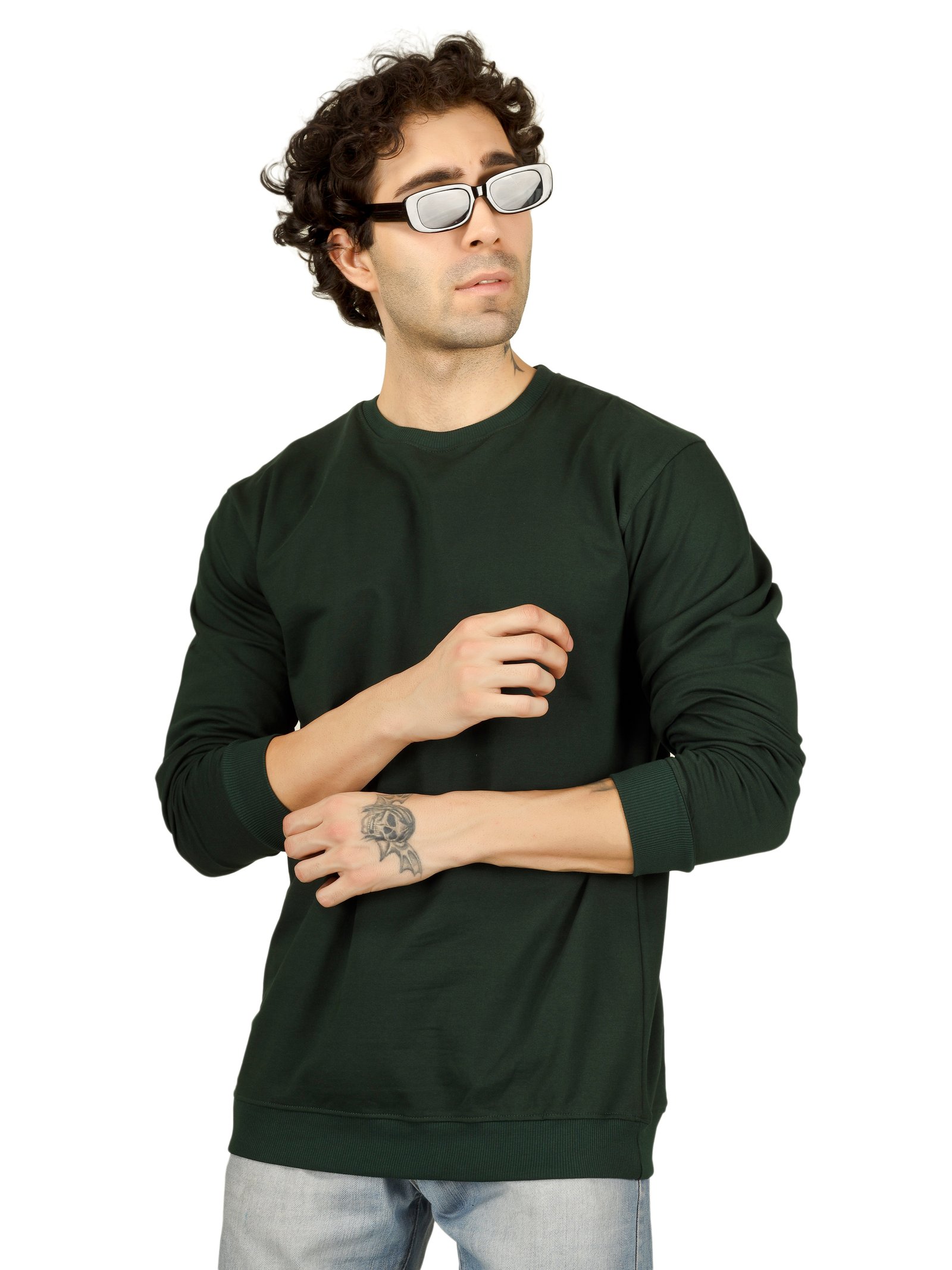 Cotton Full Sleeve Sweatshirt For Men (Green)
