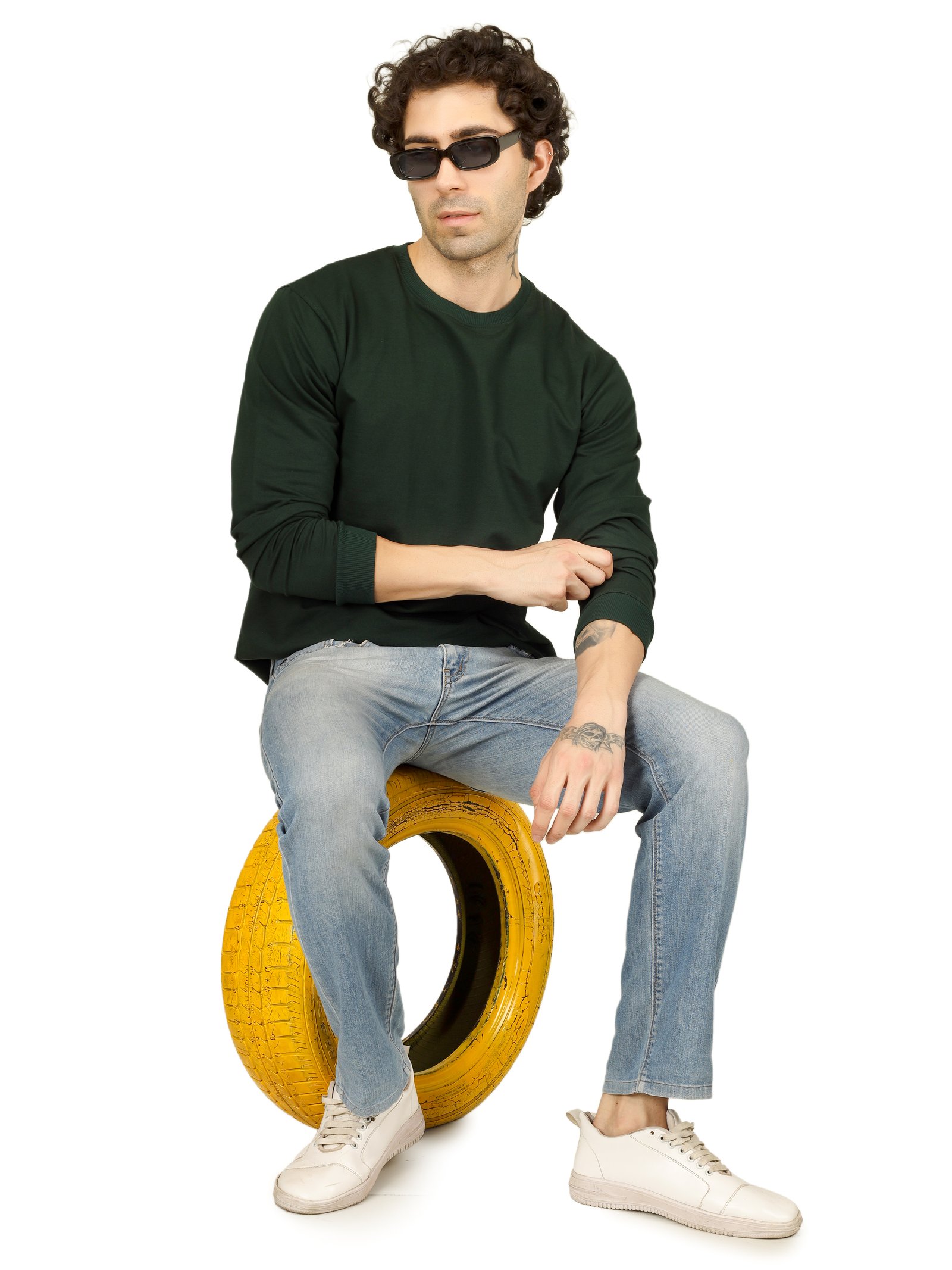 Cotton Full Sleeve Sweatshirt For Men (Green)