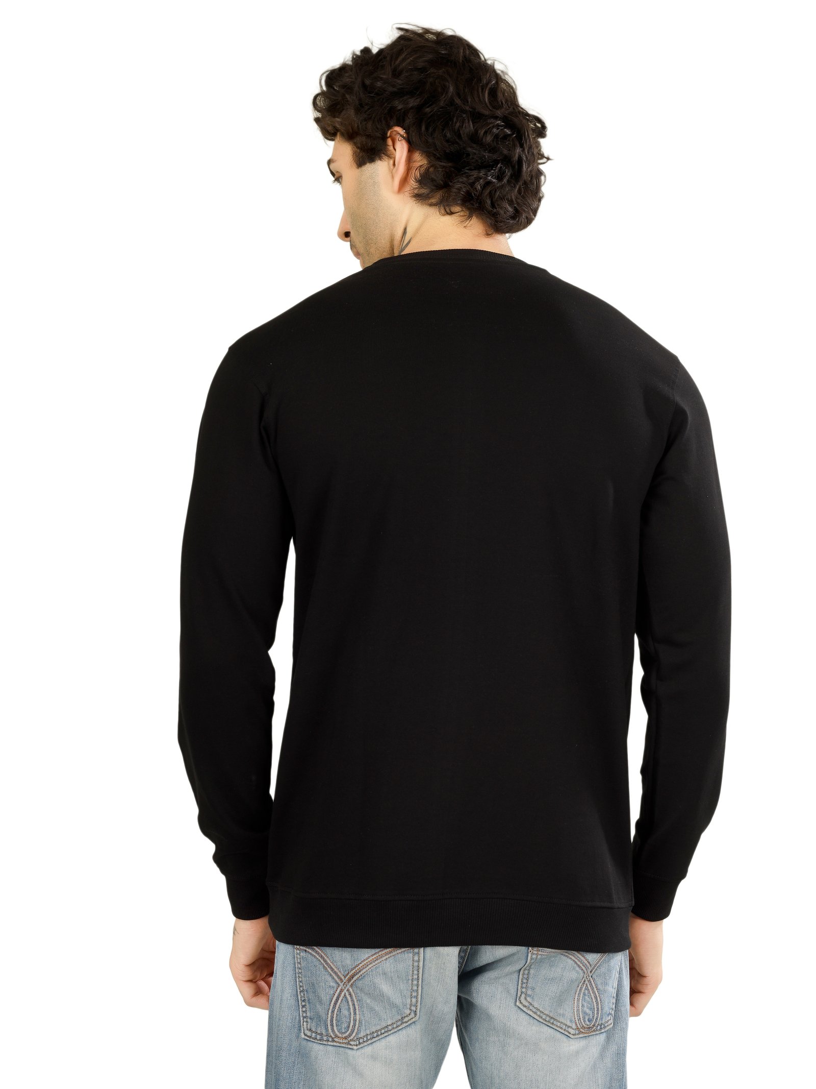 Cotton Full Sleeve Sweatshirt For Men (Black)