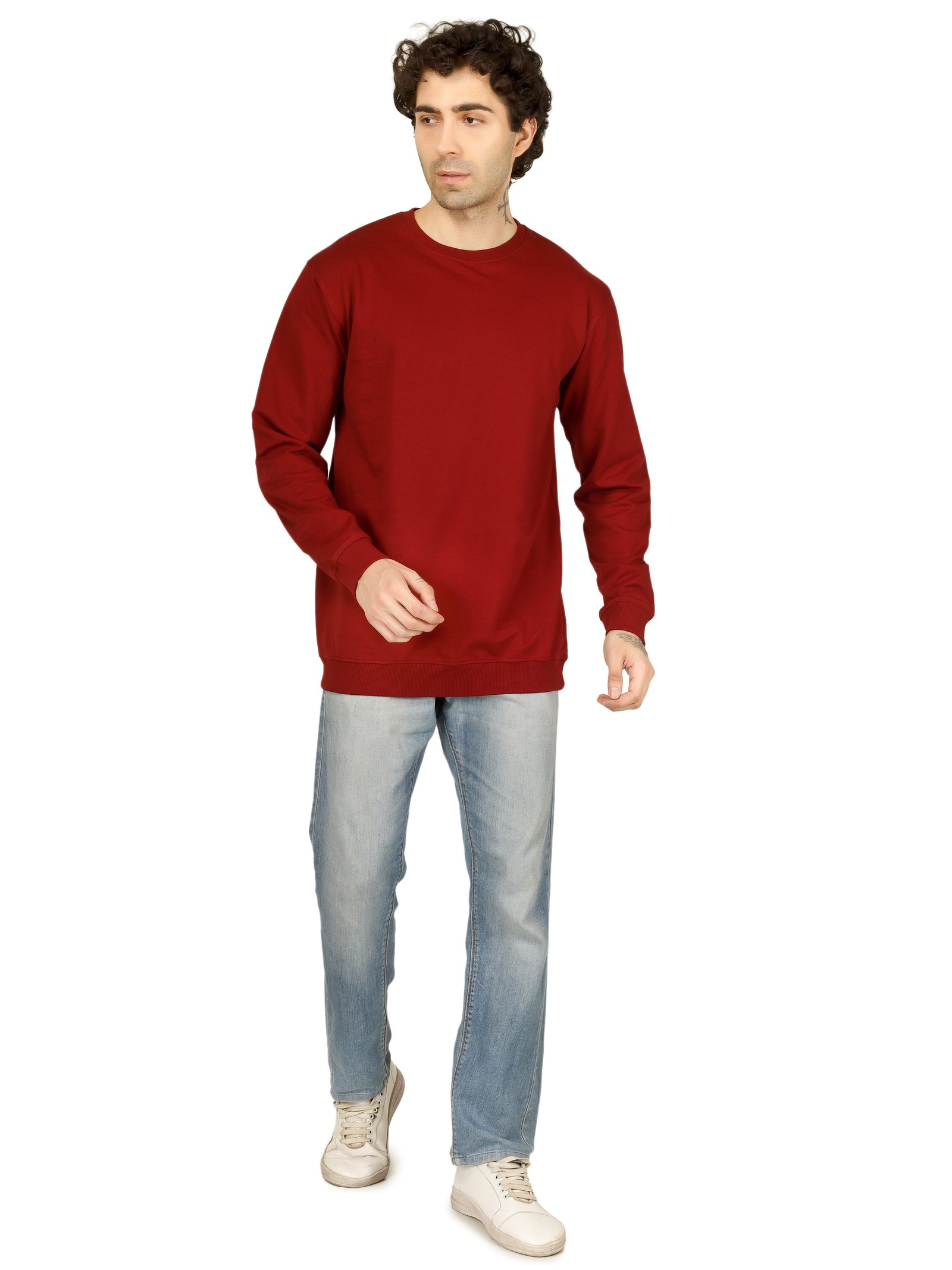 Cotton Full Sleeve Sweatshirt For Men (Maroon)