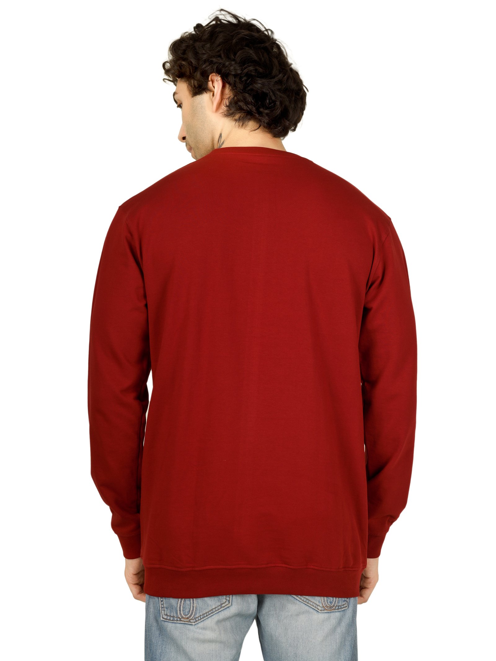 Cotton Full Sleeve Sweatshirt For Men (Maroon)