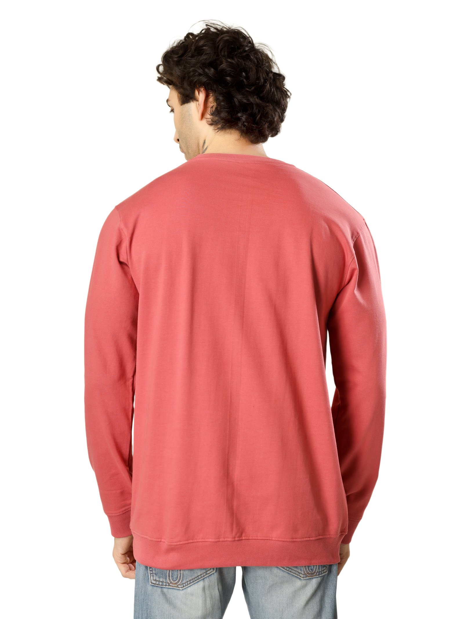 Cotton Full Sleeve Sweatshirt For Men (Pink)