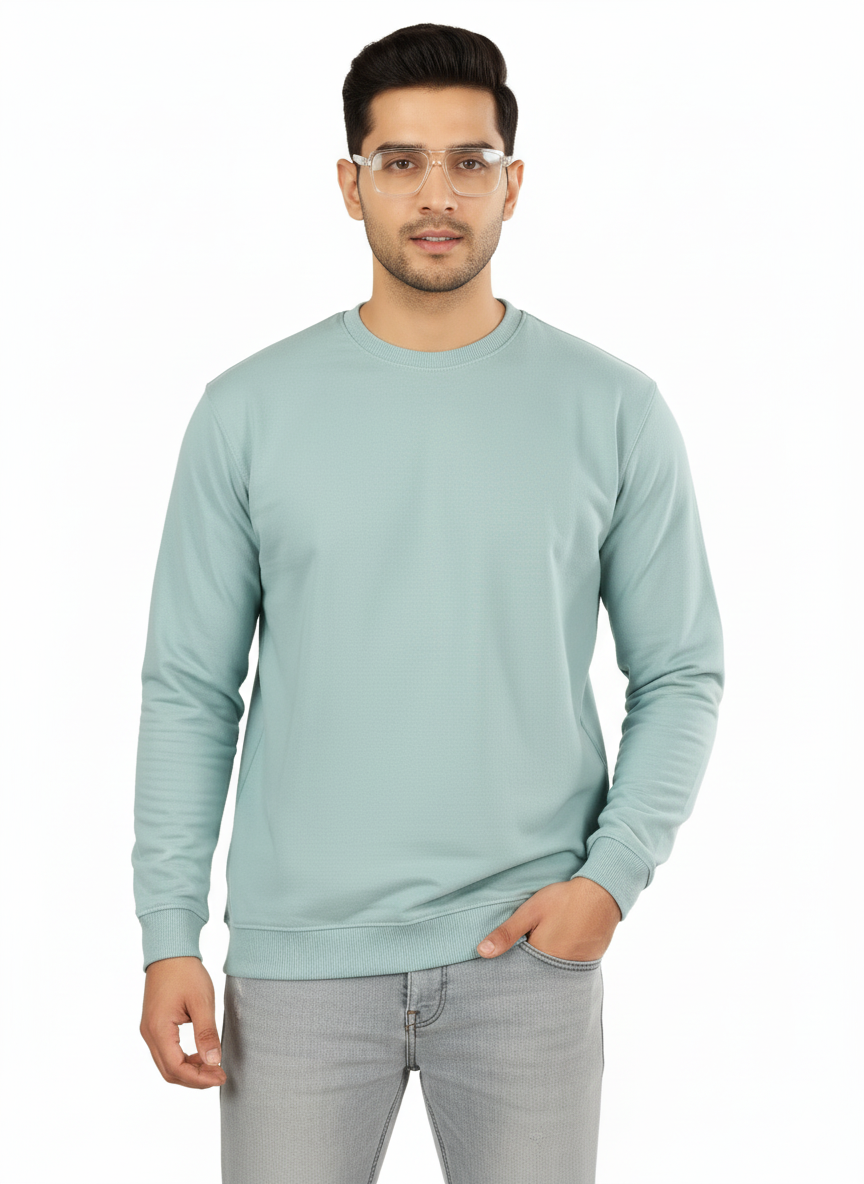 Cotton Full Sleeve Sweatshirt For Men (lite Blue)