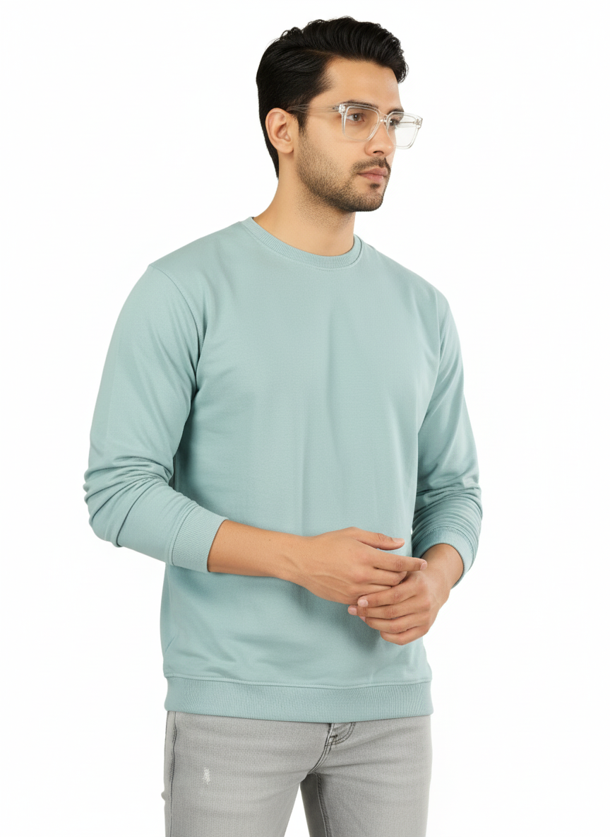 Cotton Full Sleeve Sweatshirt For Men (lite Blue)