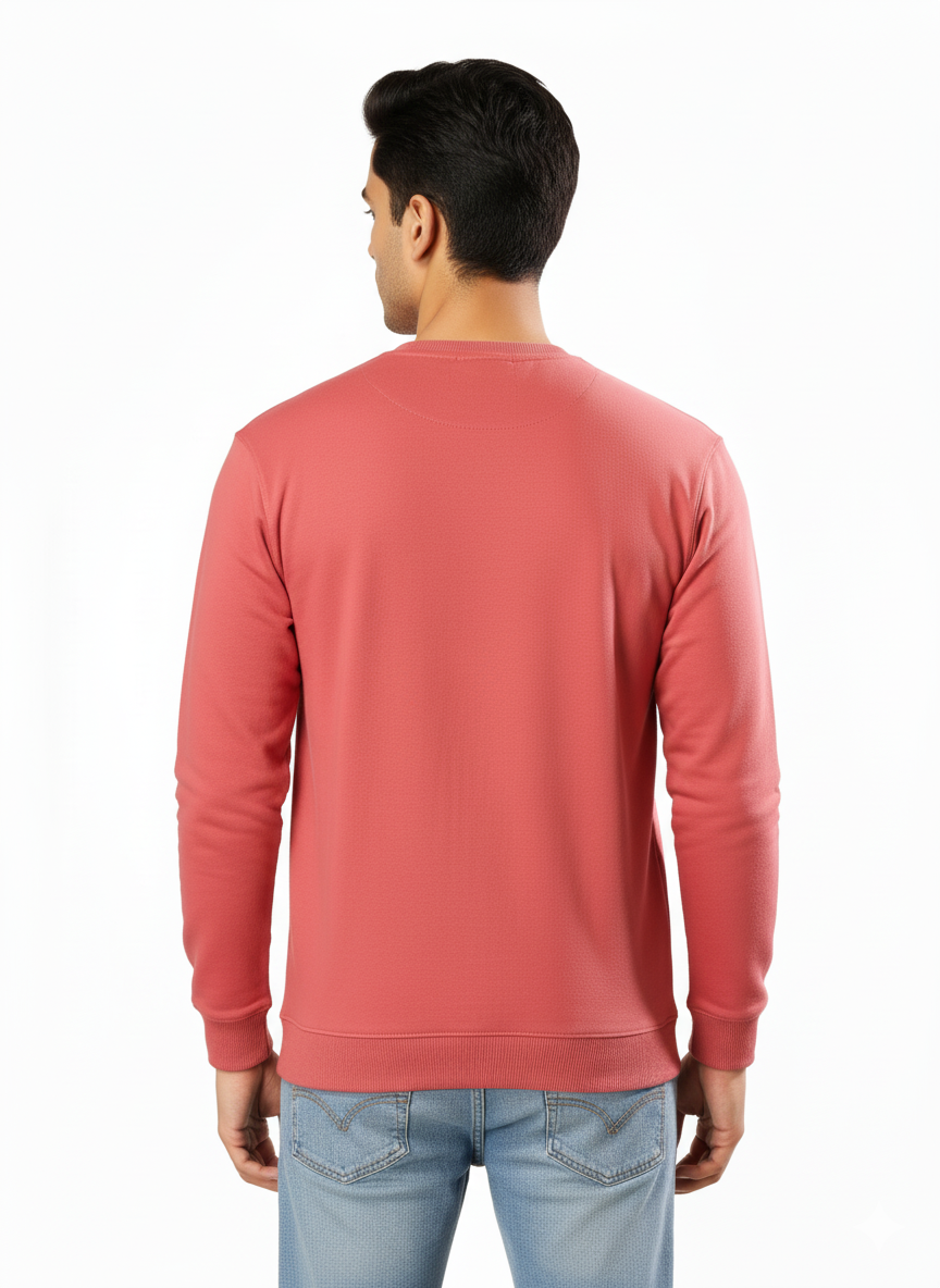 Cotton Full Sleeve Sweatshirt For Men (Pink)