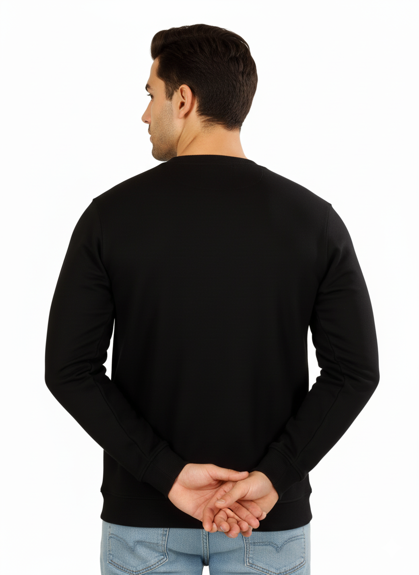 Cotton Full Sleeve Sweatshirt For Men (Black)