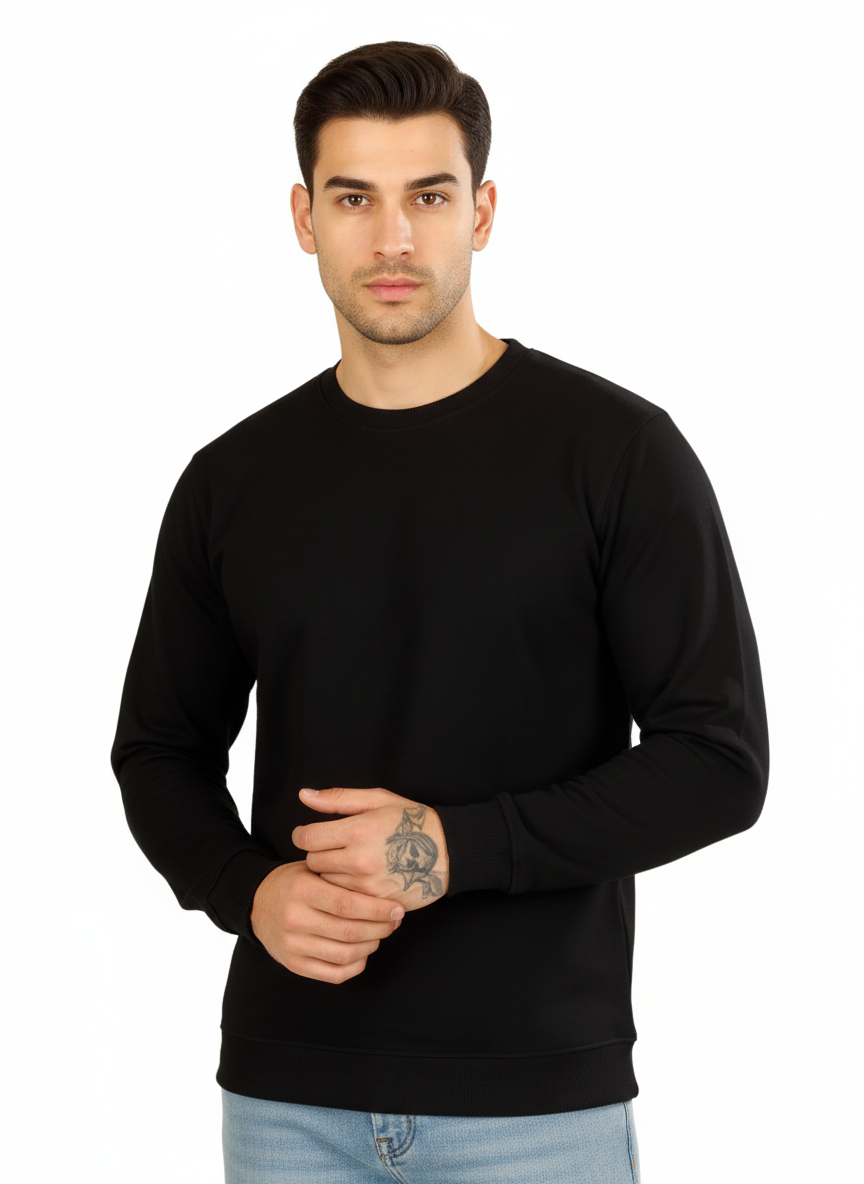 Cotton Full Sleeve Sweatshirt For Men (Black)