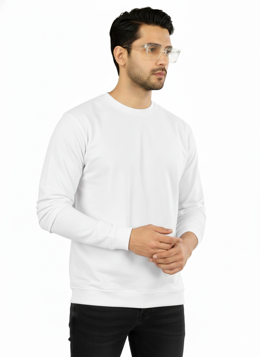 Cotton Full Sleeve Sweatshirt For Men (White)