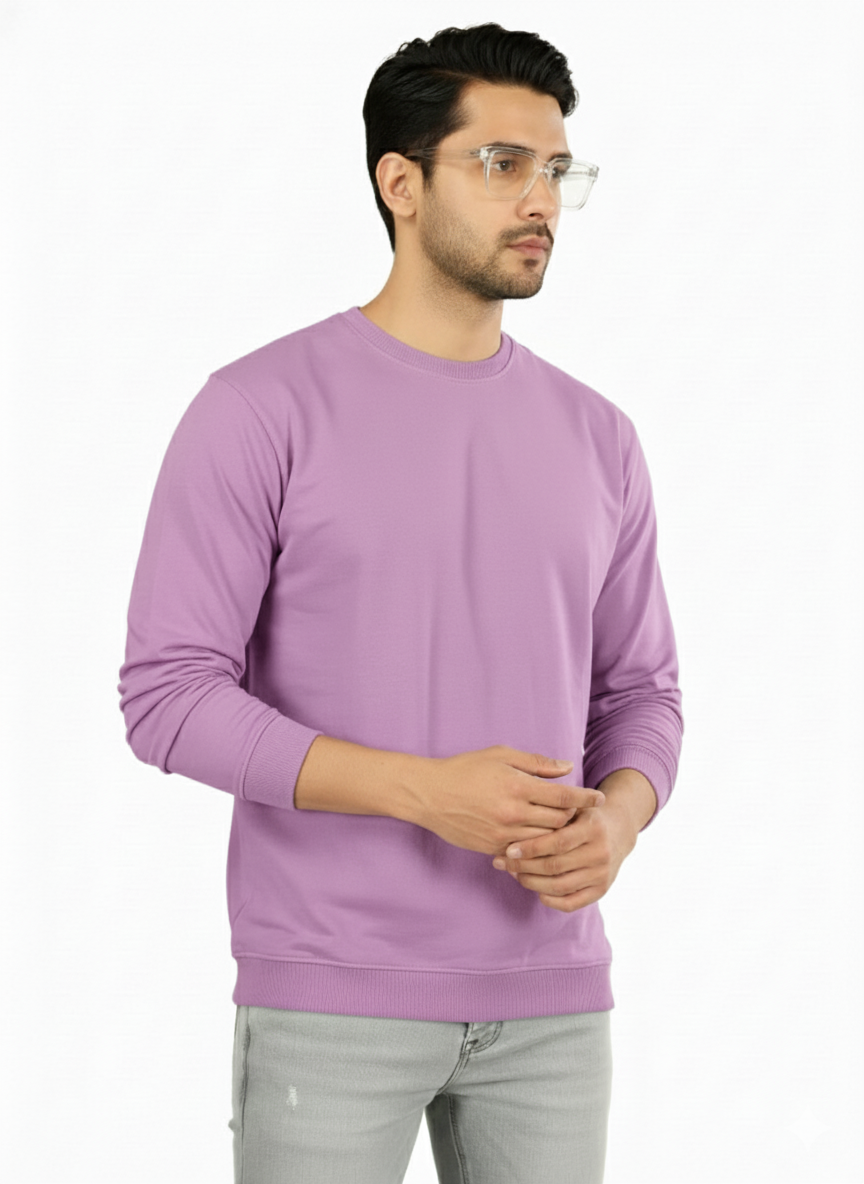 Cotton Full Sleeve Sweatshirt For Men (LAVENDOR)