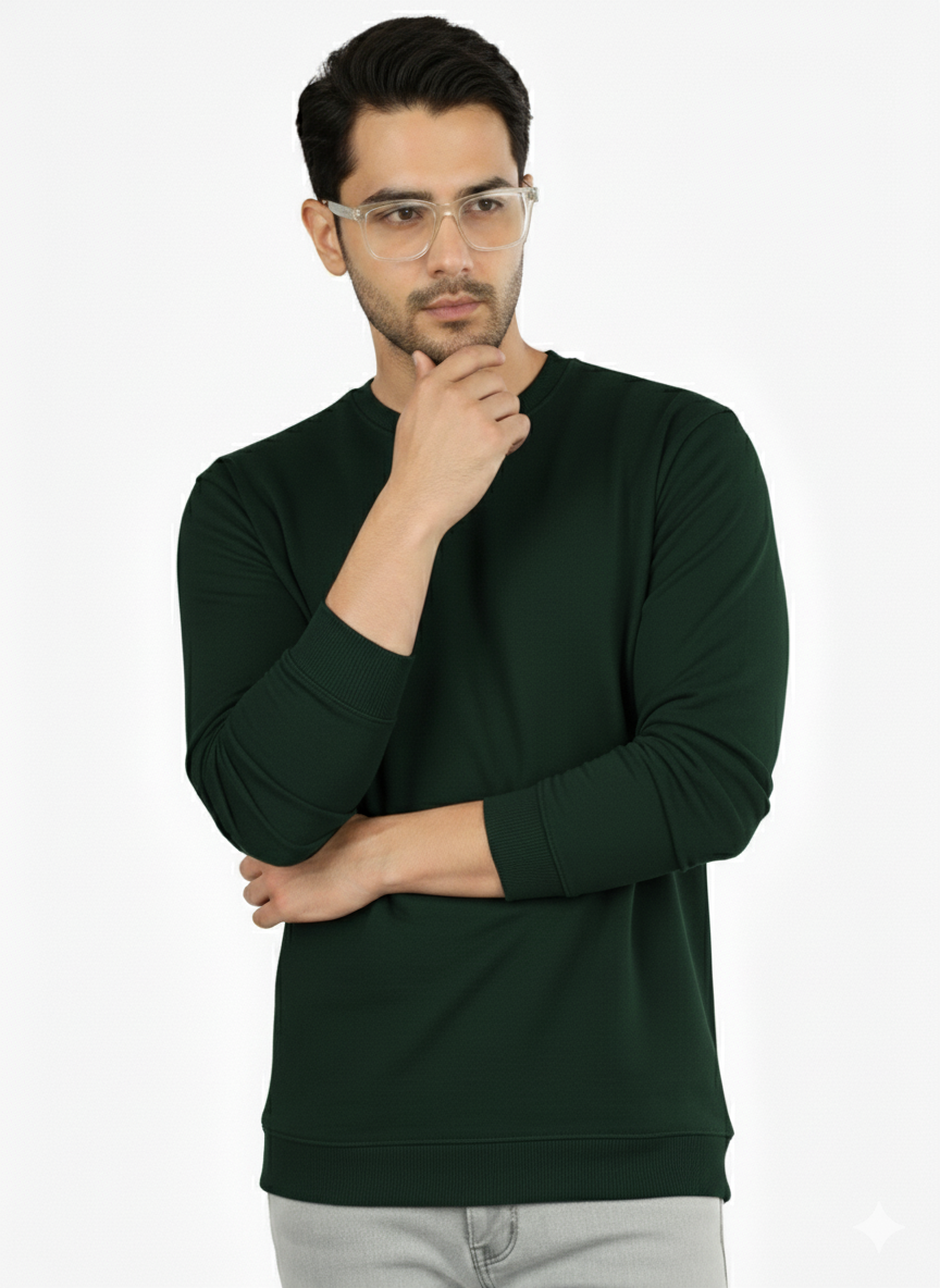 Cotton Full Sleeve Sweatshirt For Men (Green)
