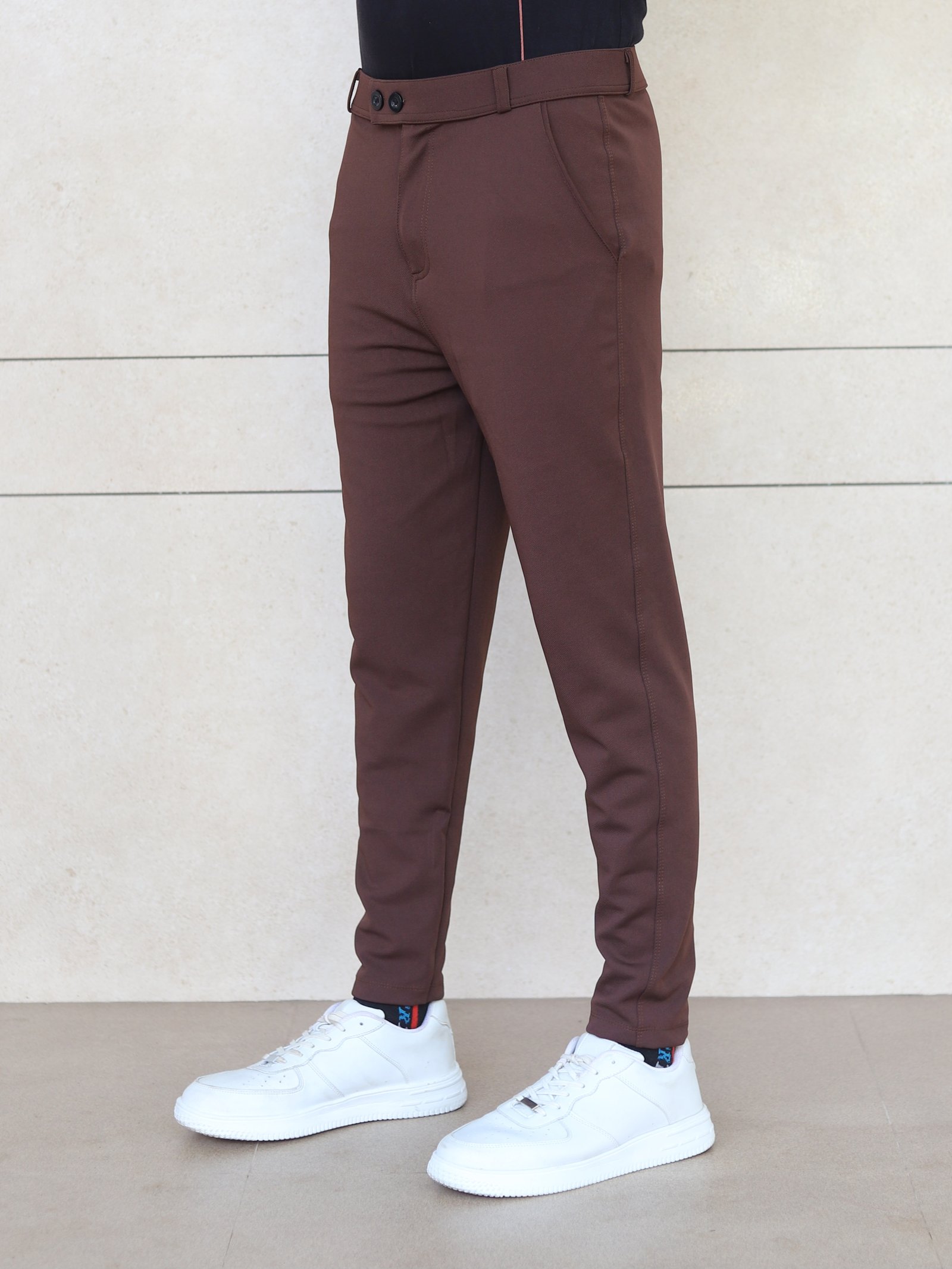 Lycra Formal Pant for Men (Brown)