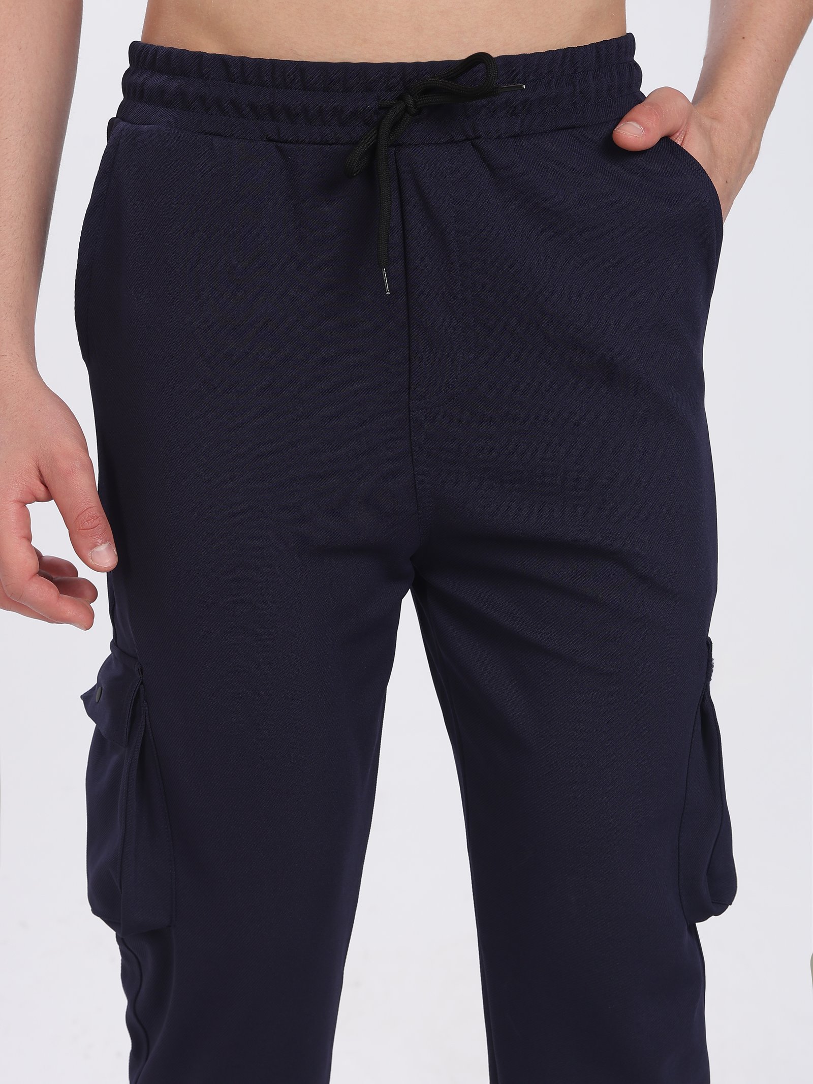 Lycra Cargo Pants With Five Pocket (Navy blue)