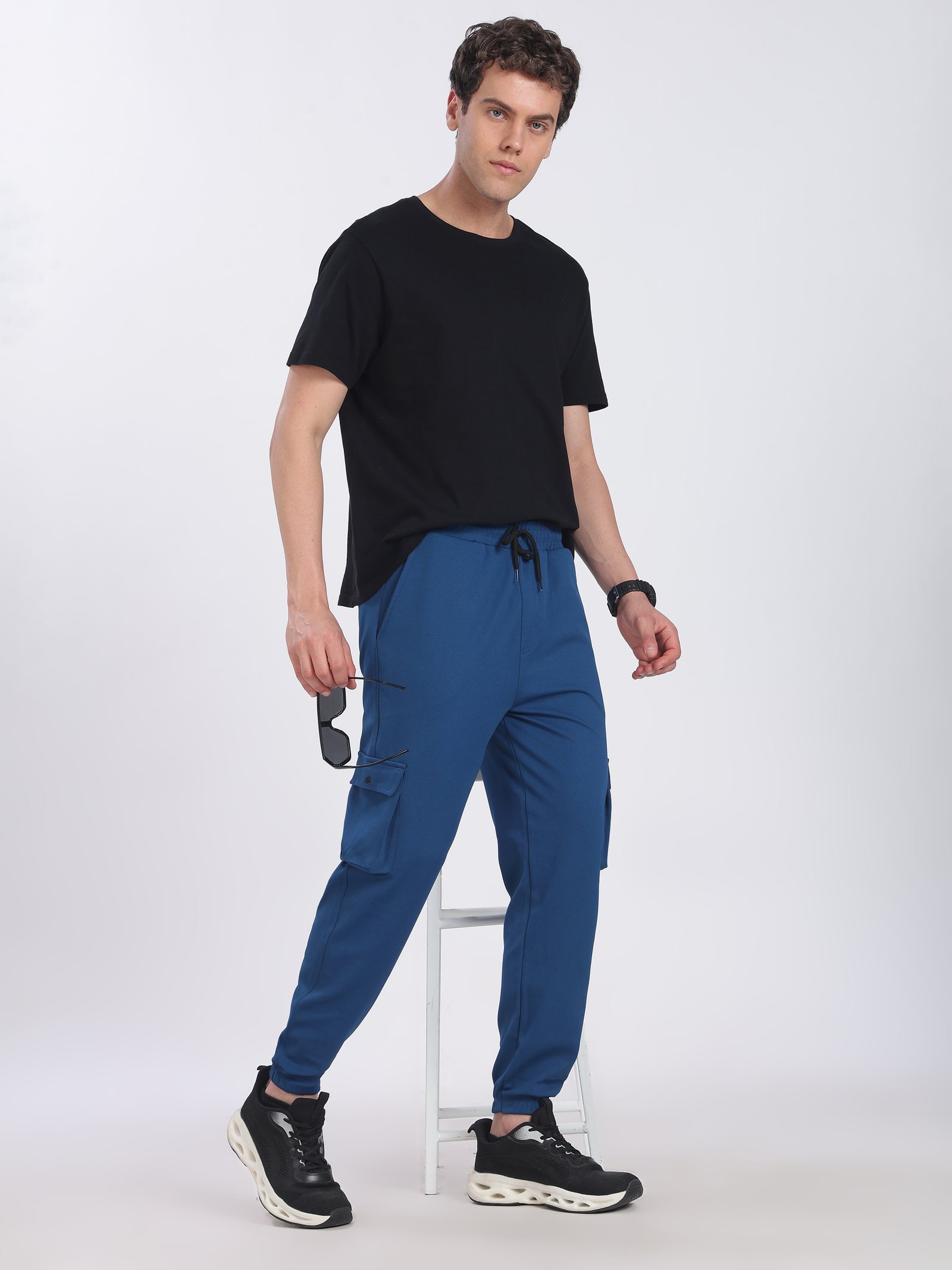 Lycra Cargo Pants With Five Pocket (Airforce Blue)
