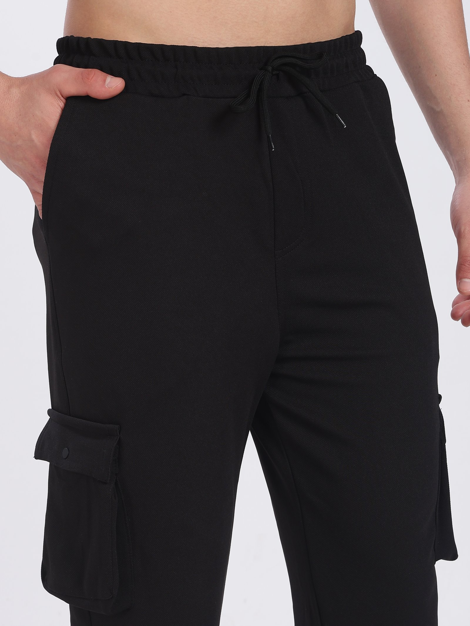 Lycra Cargo Pants With Five Pocket (Black)