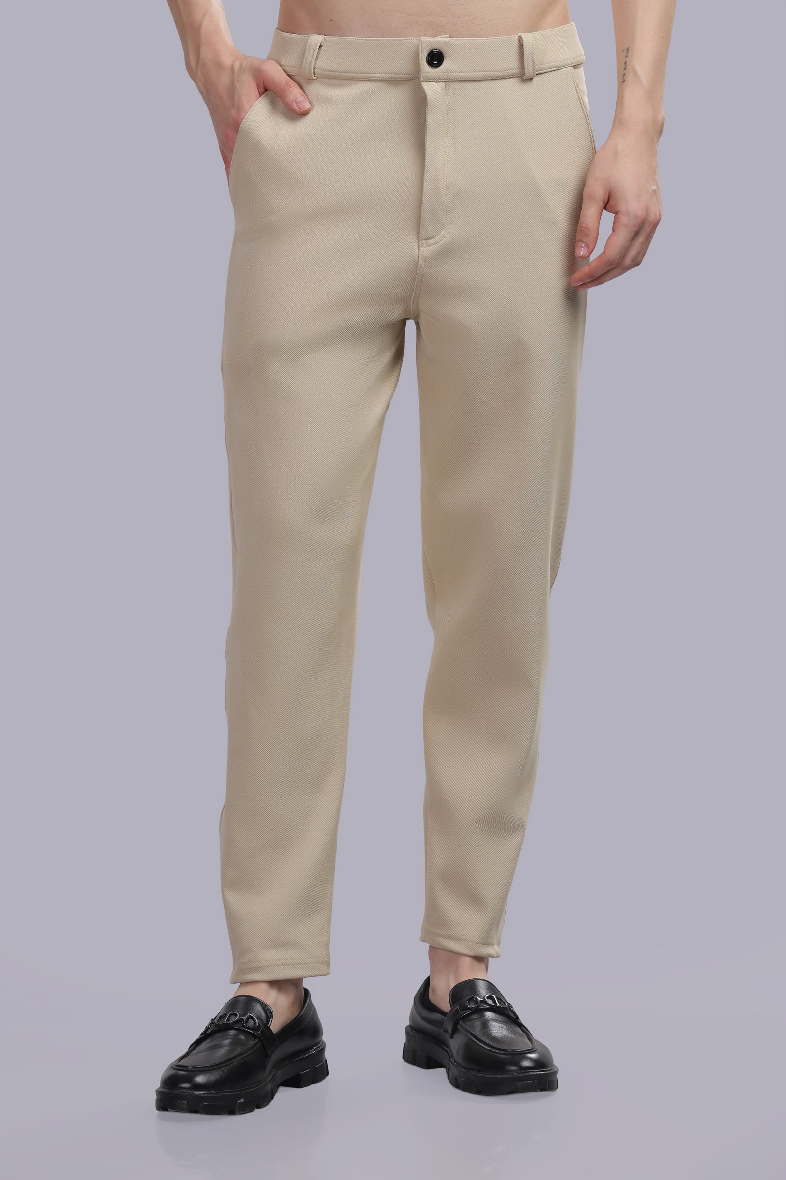 Lycra Formal Pant for Men (Light Sandal)
