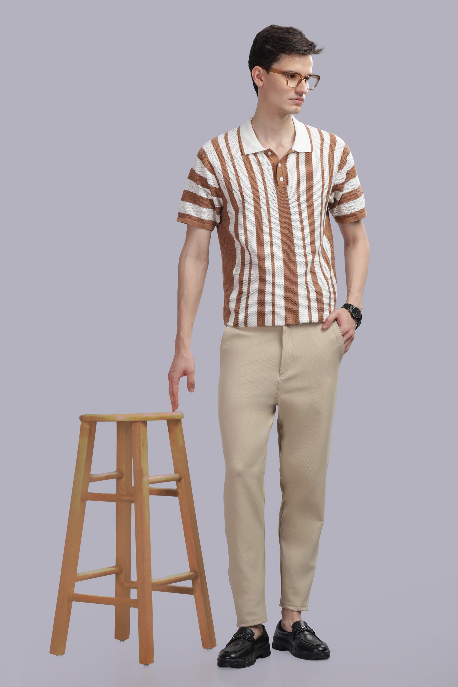 Lycra Formal Pant for Men (Light Sandal)