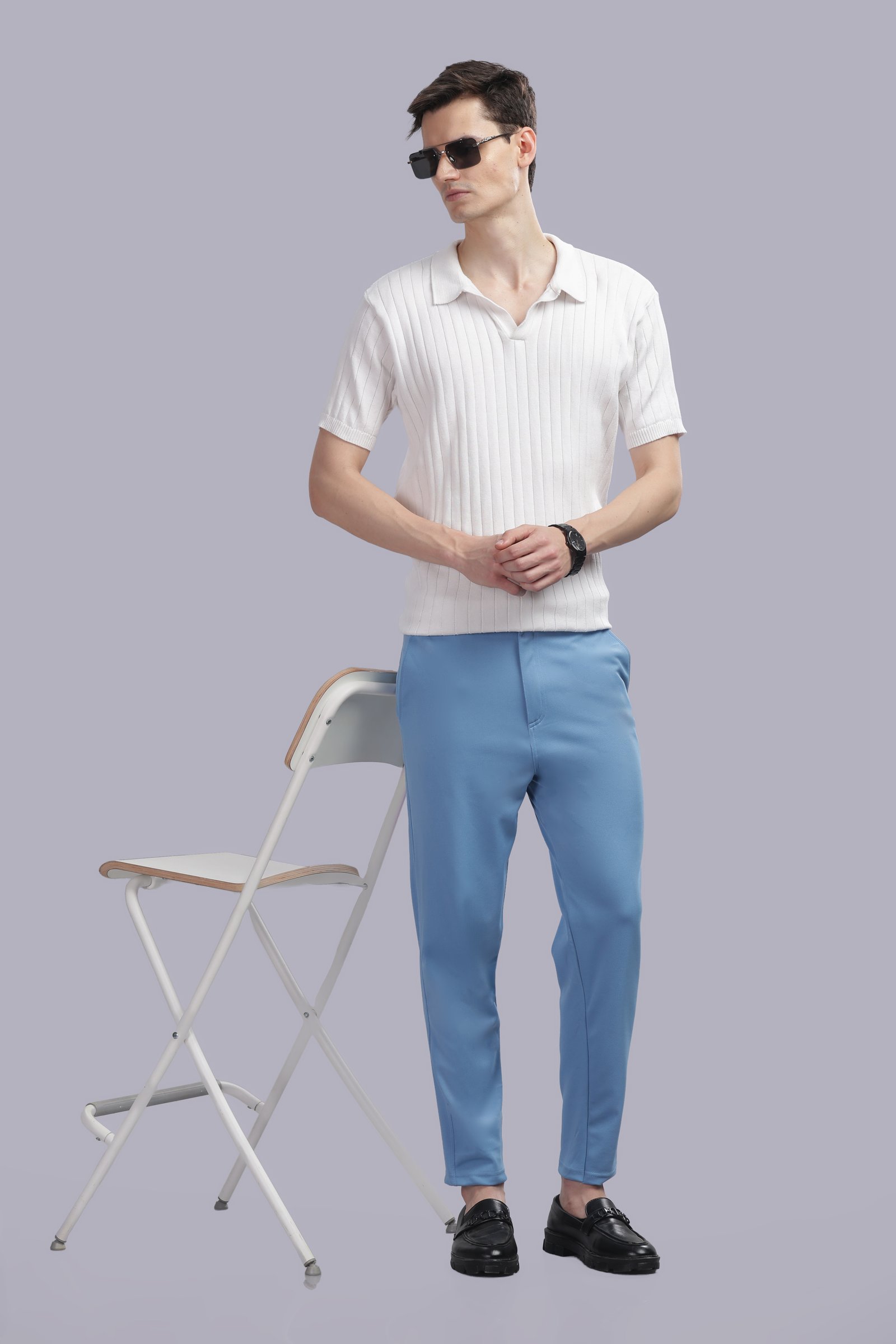 Lycra Formal Pant for Men (Blue)