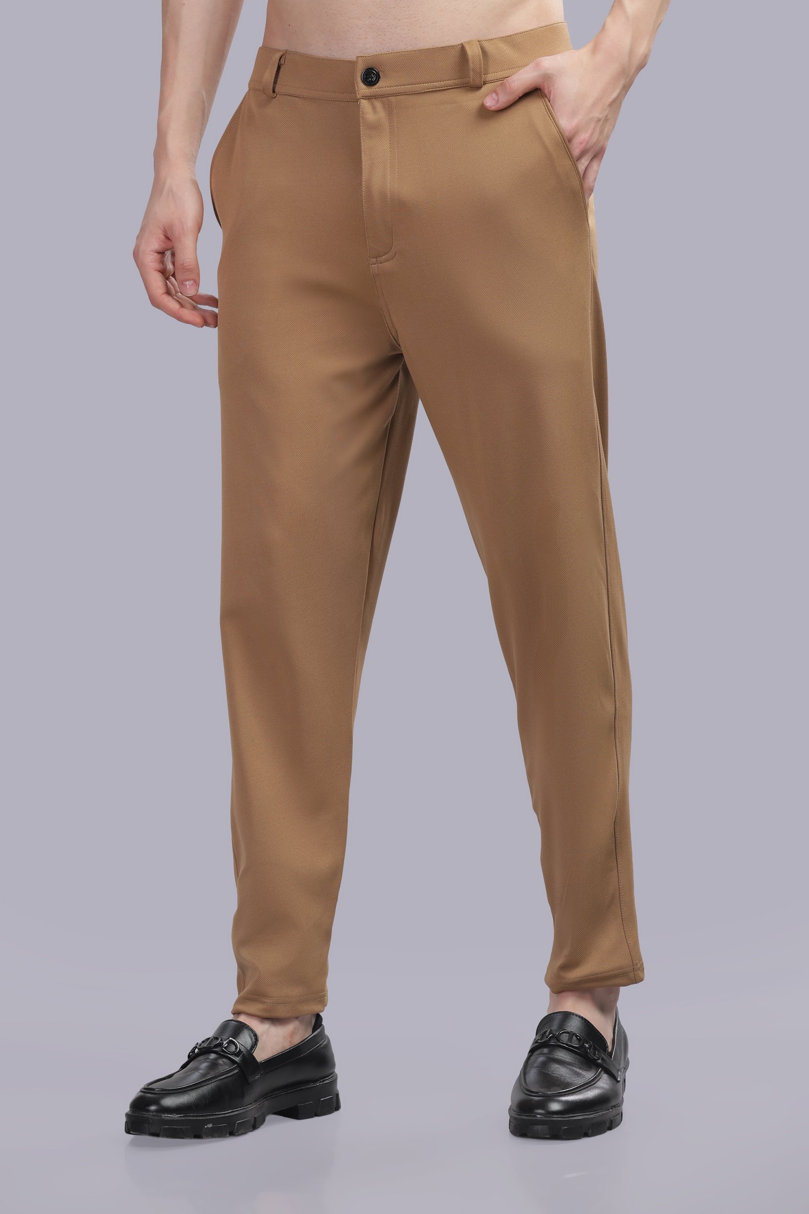 Lycra Formal Pant for Men (Brown)