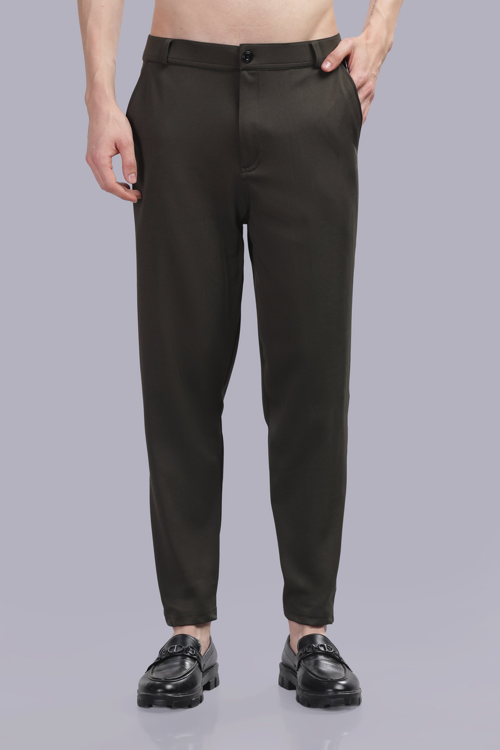 Lycra Formal Pant for Men (olive green)