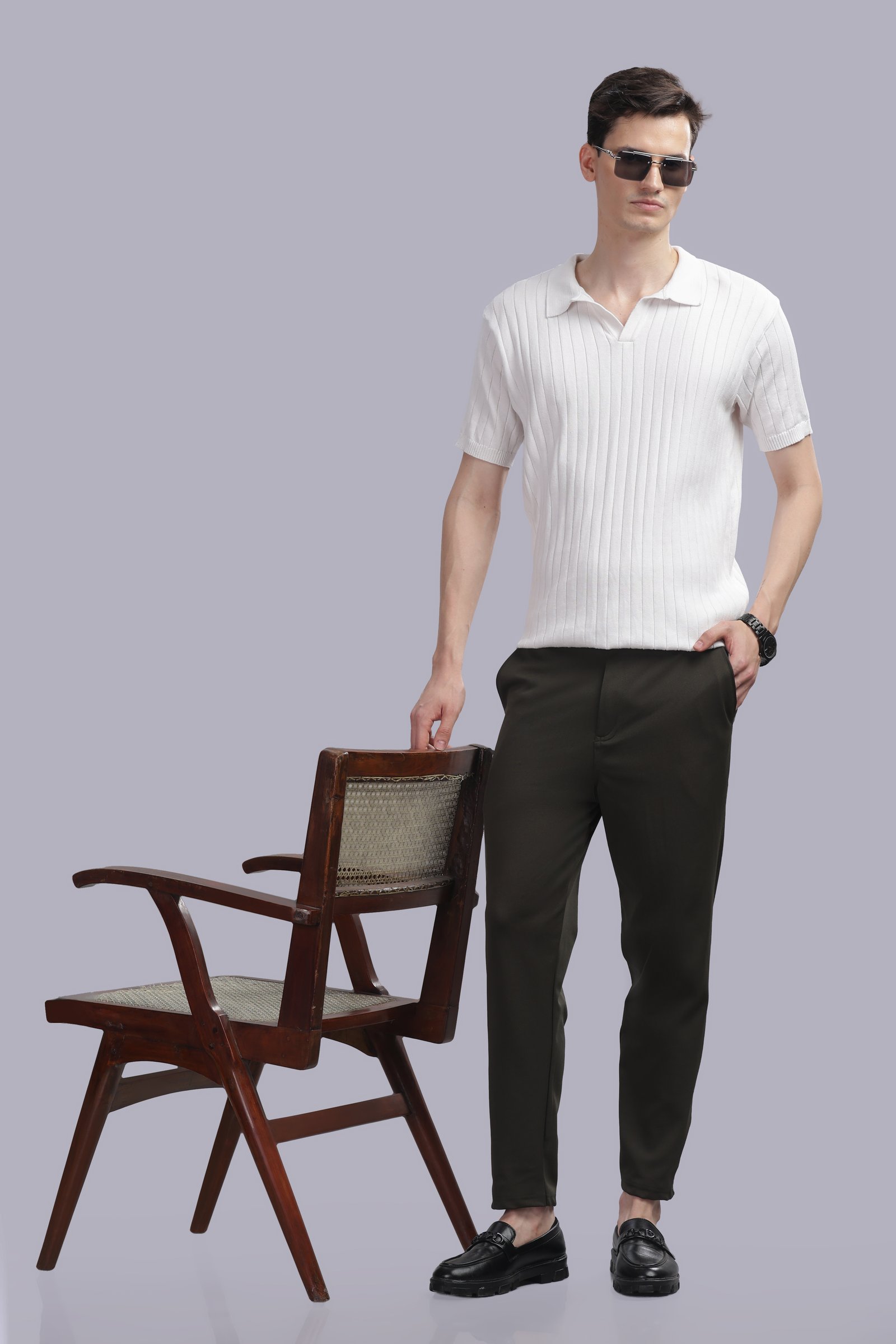 Lycra Formal Pant for Men (olive green)