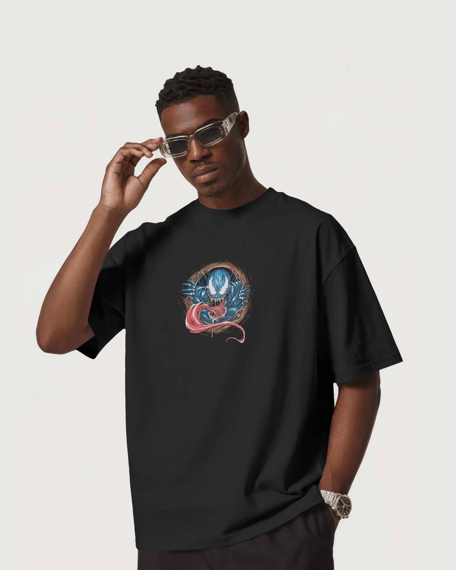 Print 2 Men Cotton Oversized T-shirt