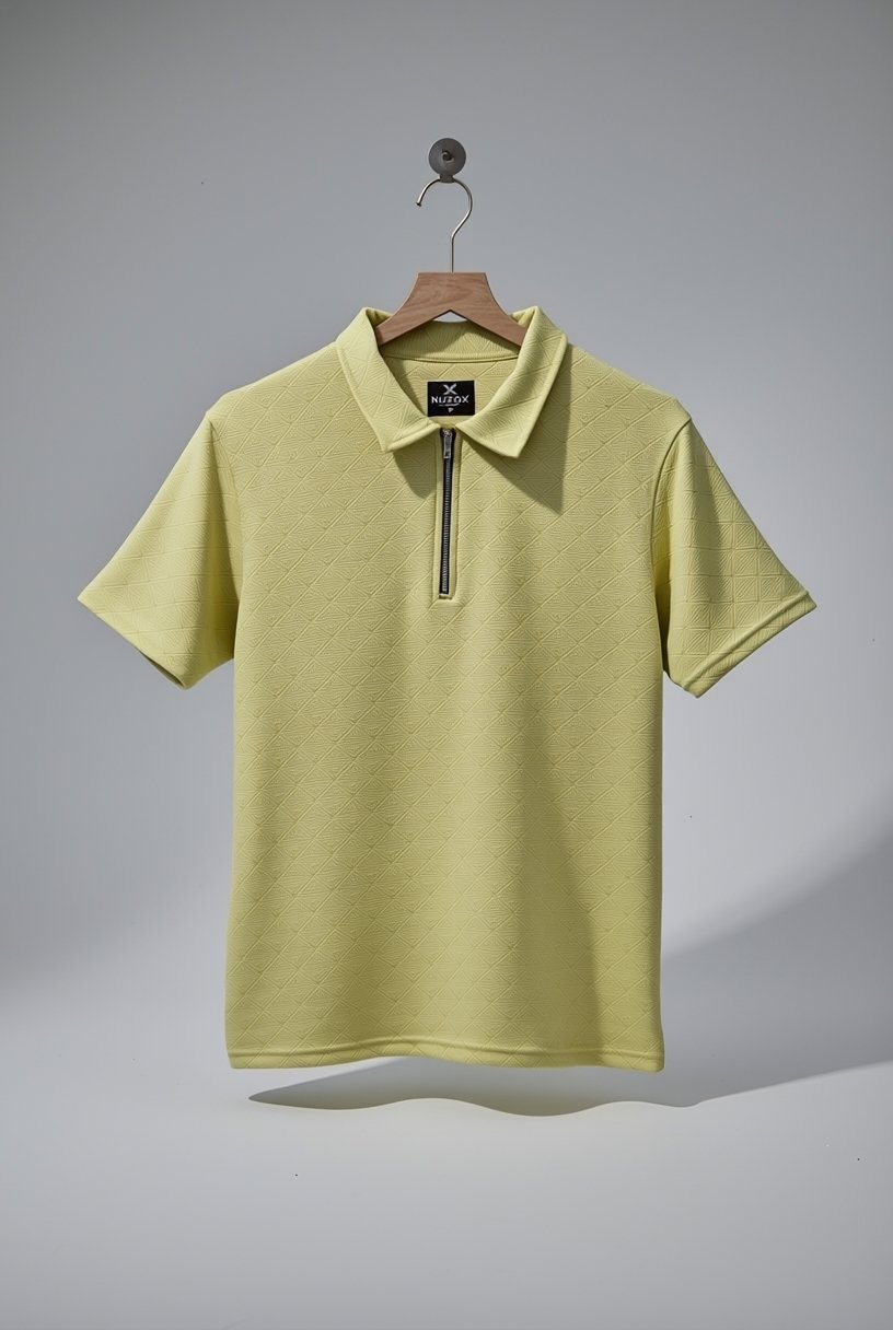 Zipper Polo T-Shirt  Designer Fabric Polycotton
