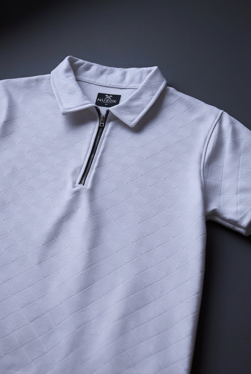 Zipper Polo T-Shirt  Designer Fabric Polycotton
