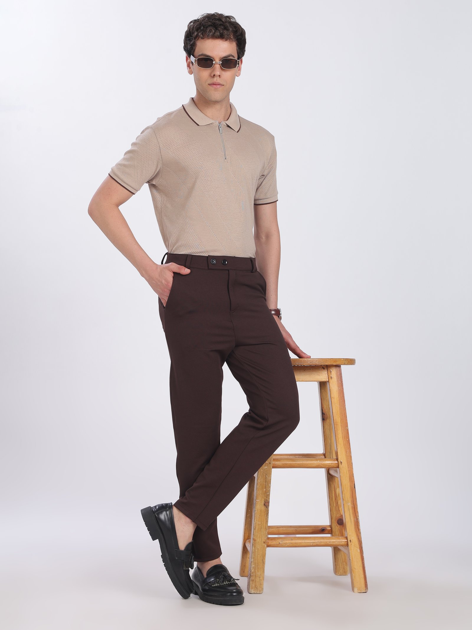 Lycra Formal Pant for Men (Choco Brown)
