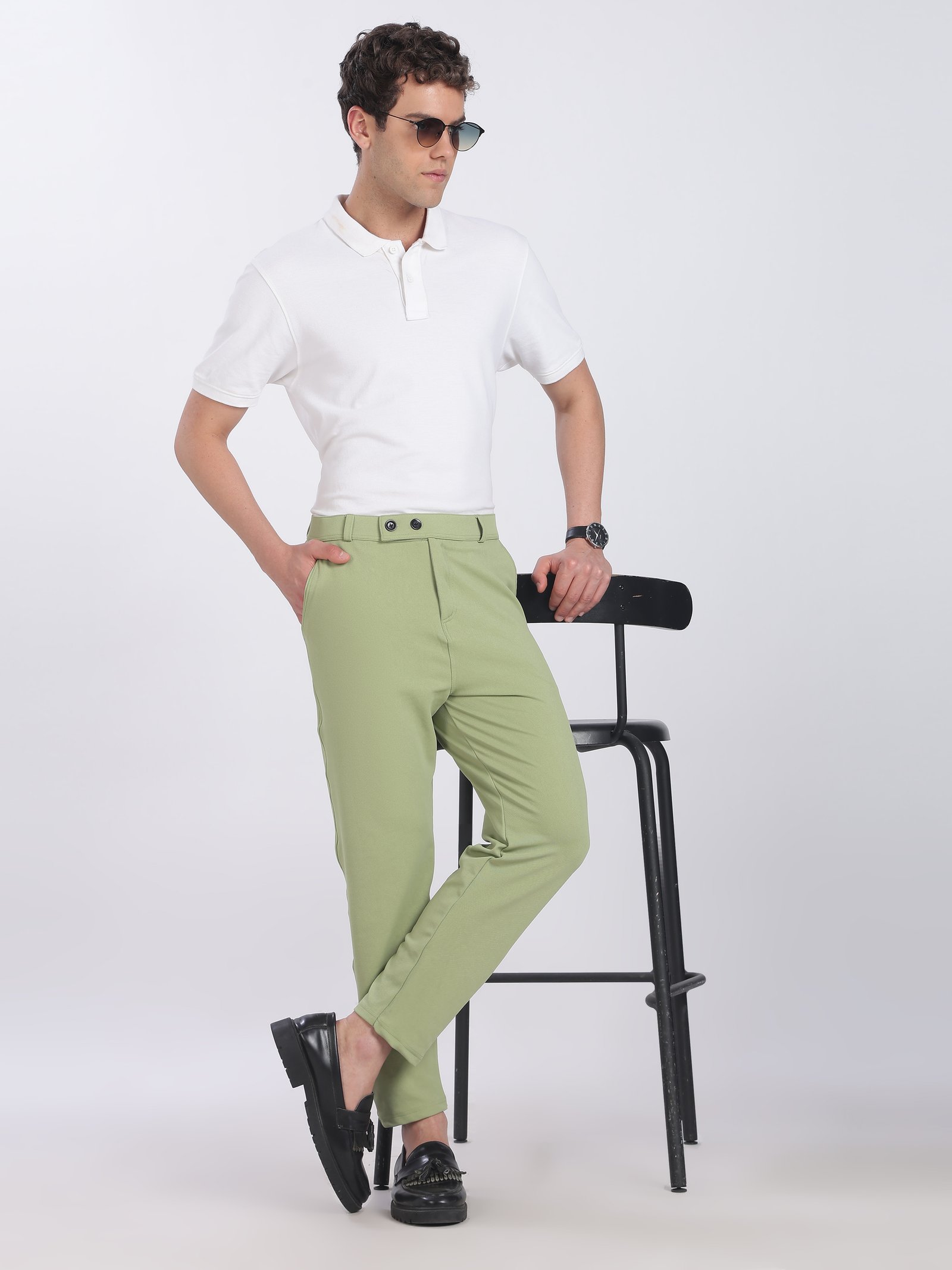 Lycra Formal Pant for Men (Pista green)
