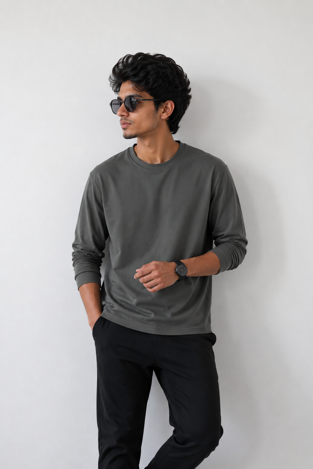 Plain Full Hand T-Shirt Lycra ( olive green )