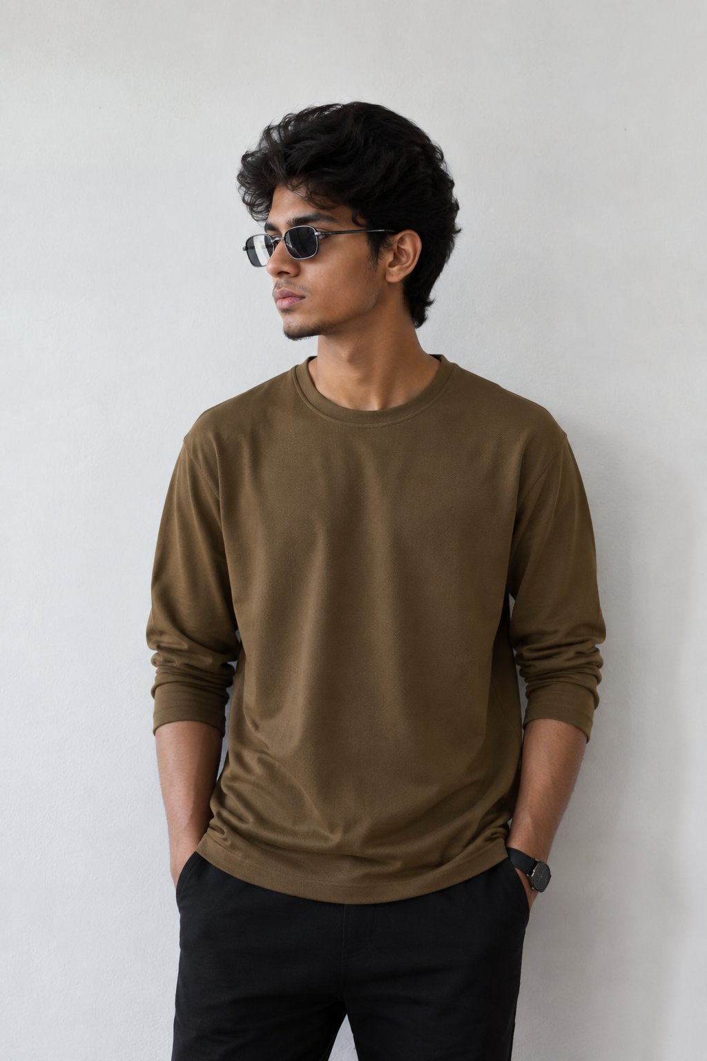 Plain Full Hand T-Shirt Lycra ( Khaki )
