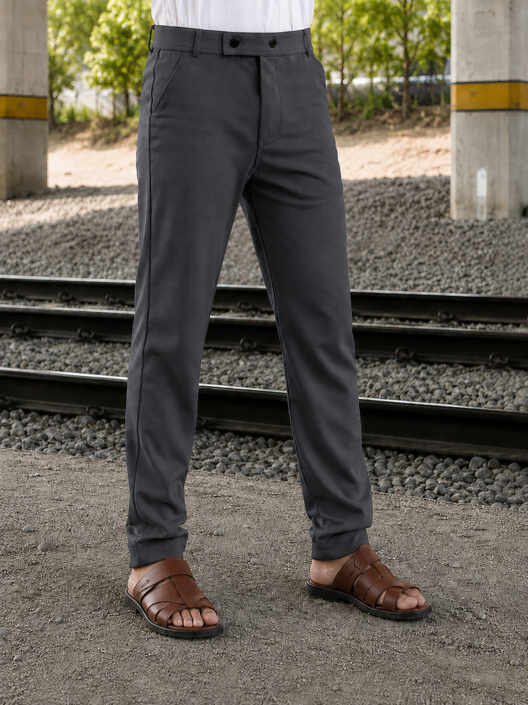 Premium Lycra Formal Pant for Men (Dark Grey)