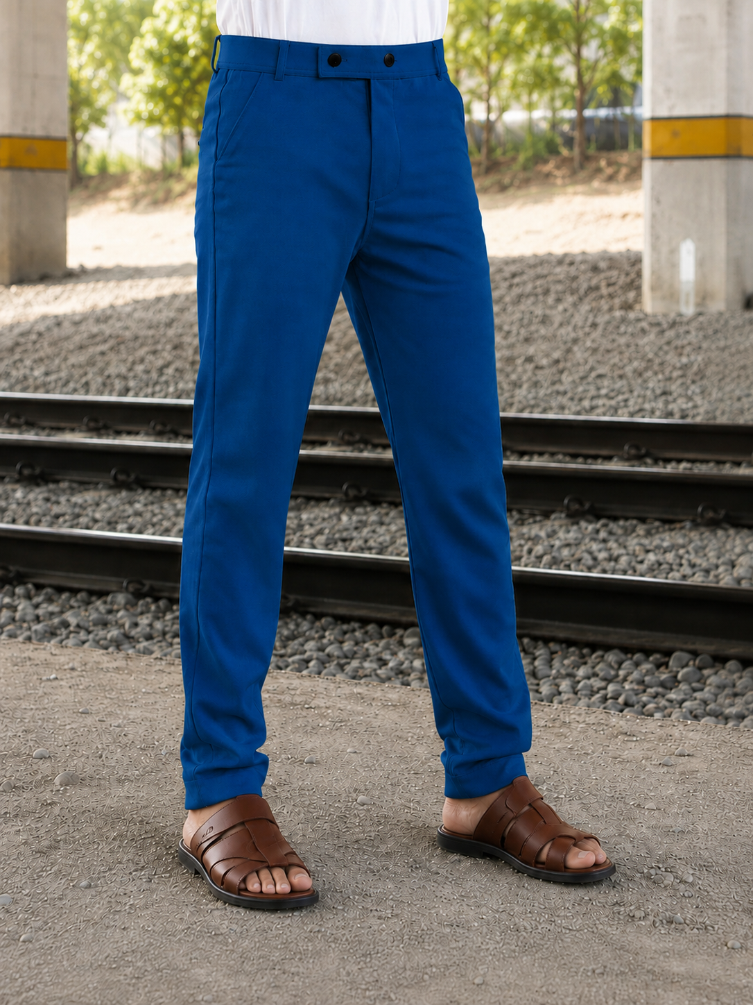 Premium Lycra Formal Pant for Men (Airforce Blue)